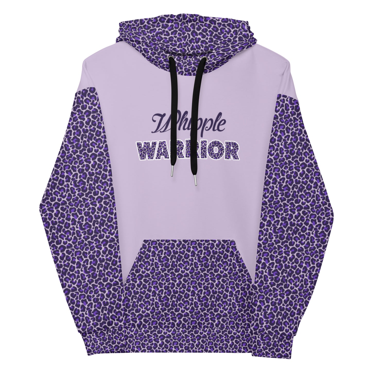 Whipple Warrior Shirt, Women's Purple Leopard Spotted Hoodie, All-Over Print Pancreatic Cancer Awareness Hooded Sweatshirt