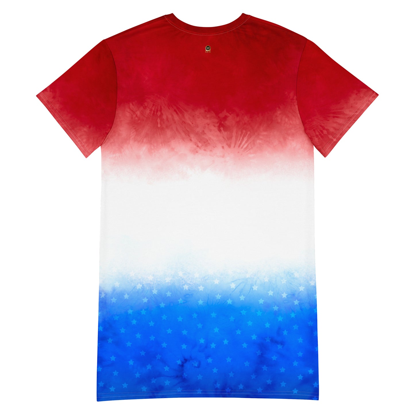 T Shirt Dress for Women-USA Red White Blue Stars Patriotic Ladies Shirt Dress-Ombre Stripe Tie Dye Printed Oversized Casual Tee