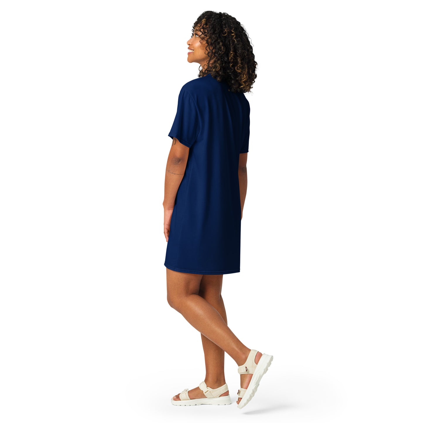 USA Dark Blue T-Shirt Dress for Women - Ladies Navy Blue 4th of July Casual Oversized Tee Dress - Plus Sizes