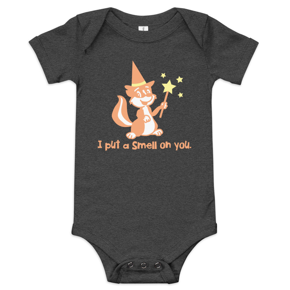 Baby Funny Halloween One Piece Bodysuit - I Put A Smell On You Cute Skunk Design for Baby Girls and Boys, Short Sleeve Clothing