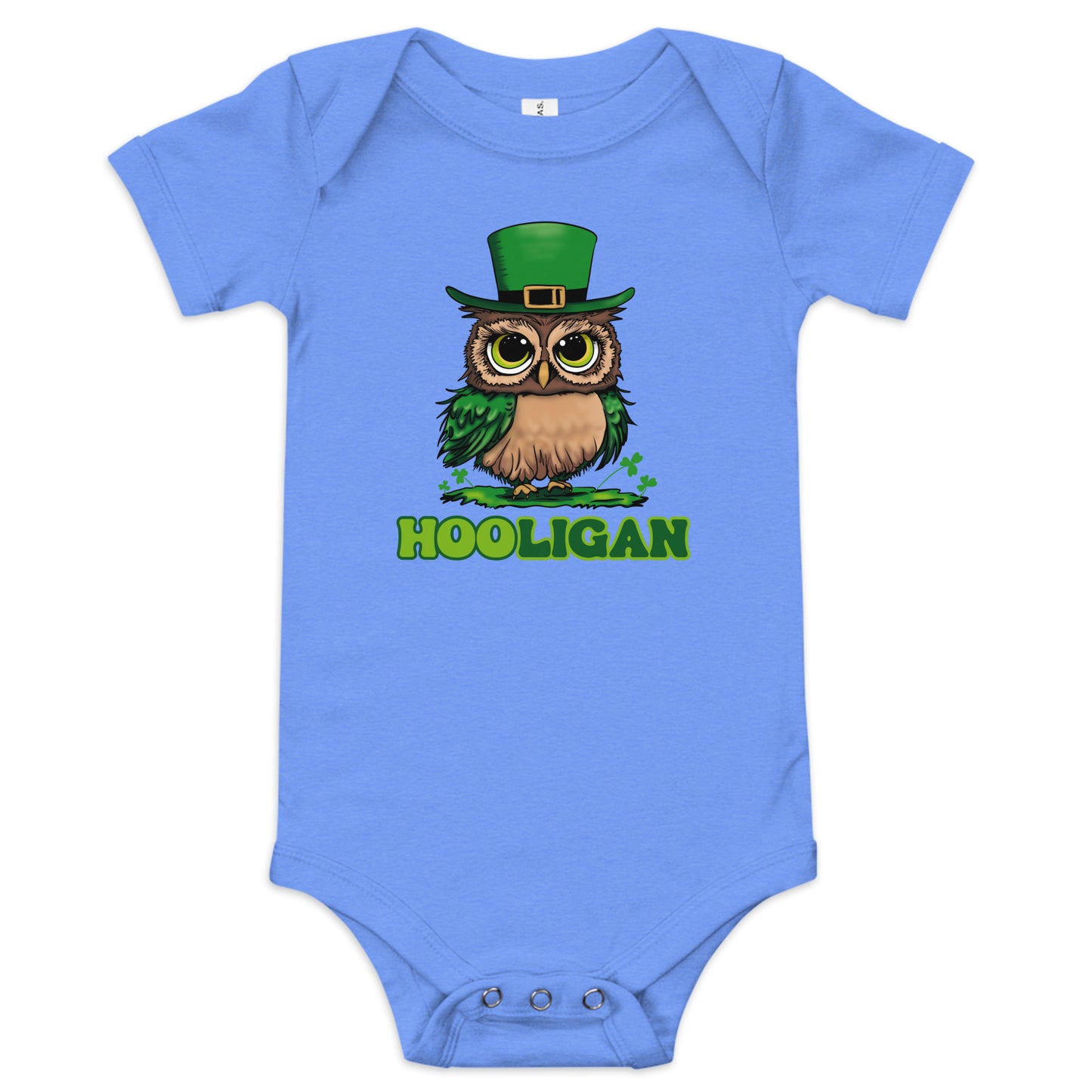 St. Patrick's Day Baby Bodysuit, Toddler Unisex Short Sleeve One Piece, Girls and Boys Funny Cute St. Patties Day Clothing, Owl Leprechaun Design