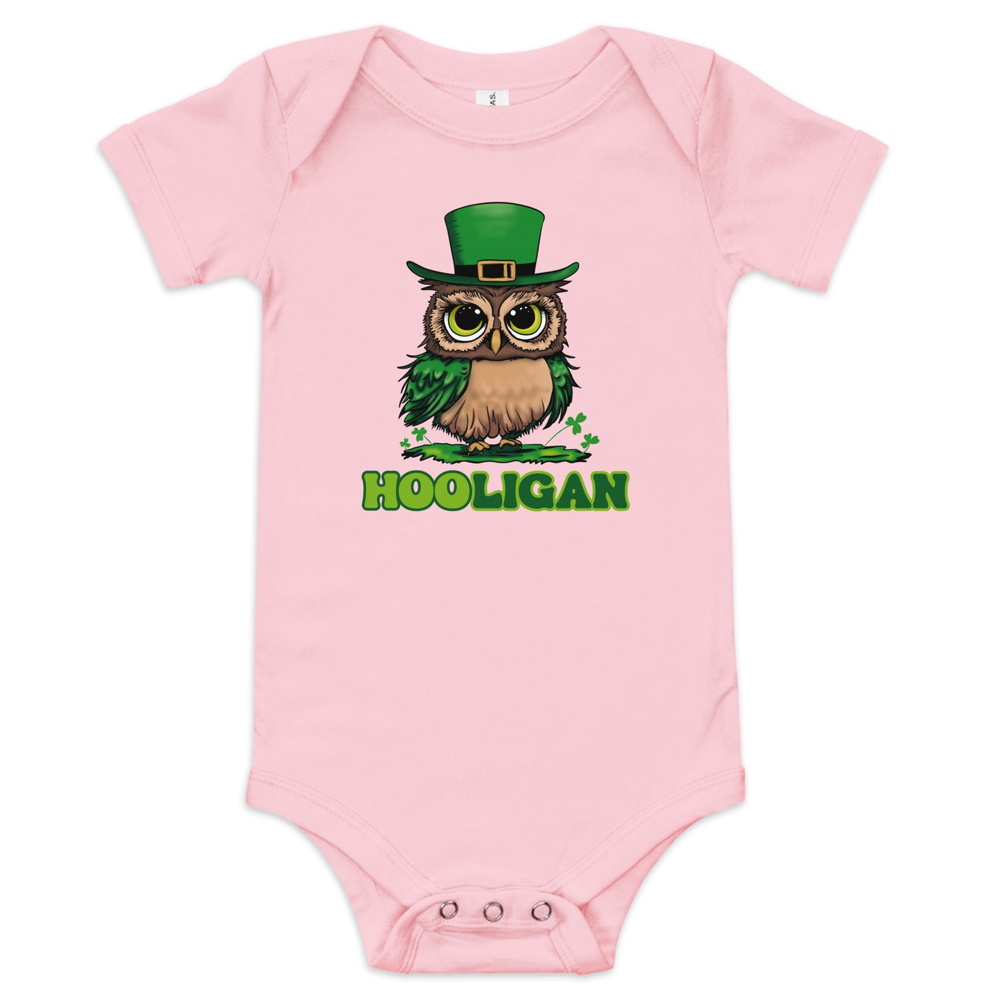 St. Patrick's Day Baby Bodysuit, Toddler Unisex Short Sleeve One Piece, Girls and Boys Funny Cute St. Patties Day Clothing, Owl Leprechaun Design