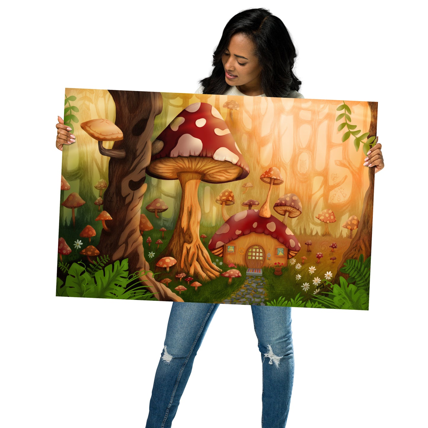 Mushroom Wall Art - "The Pie Fight" Trippy Art Print Poster - Small, Medium, and Large Wall Art Prints for Living Room, Bedroom, Apartment Decor