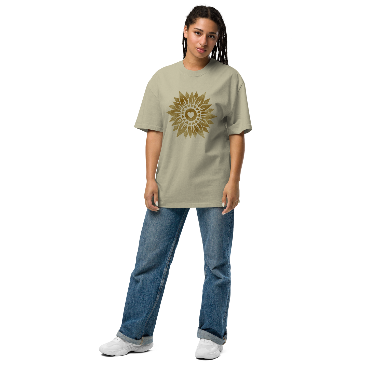 Ladies Oversized T Shirts - Boxy Loose T Shirt for Women - Women's Graphic Tee - Plus Size Top - Vintage Sunflower Art