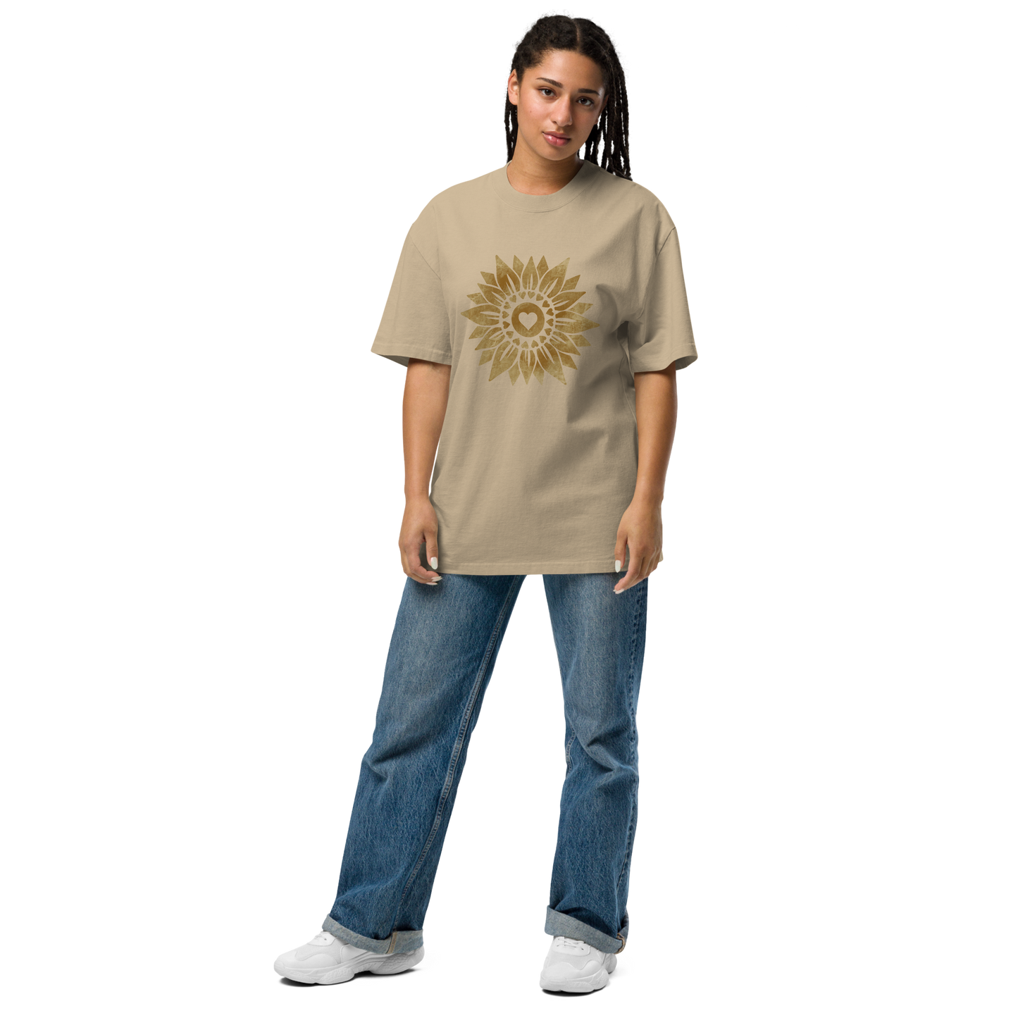 Ladies Oversized T Shirts - Boxy Loose T Shirt for Women - Women's Graphic Tee - Plus Size Top - Vintage Sunflower Art