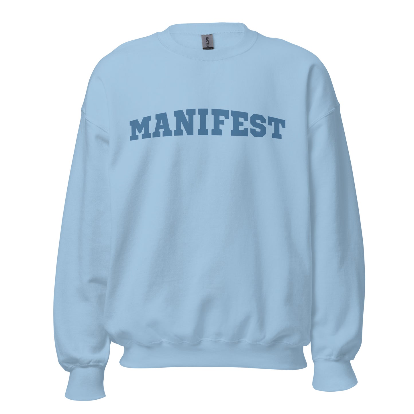 Manifest Women's Crew Neck Sweatshirt, Spiritual Self Love Gift for Her, Graphic Long Sleeve Shirt, College Lettering Cozy Unisex Sweatshirt