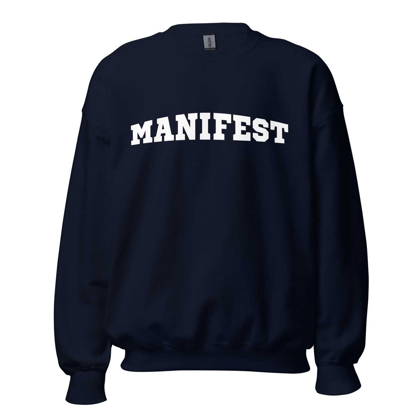 Manifest Women's Crew Neck Sweatshirt, Spiritual Self Love Gift for Her, Graphic Long Sleeve Shirt, College Lettering Cozy Unisex Sweatshirt