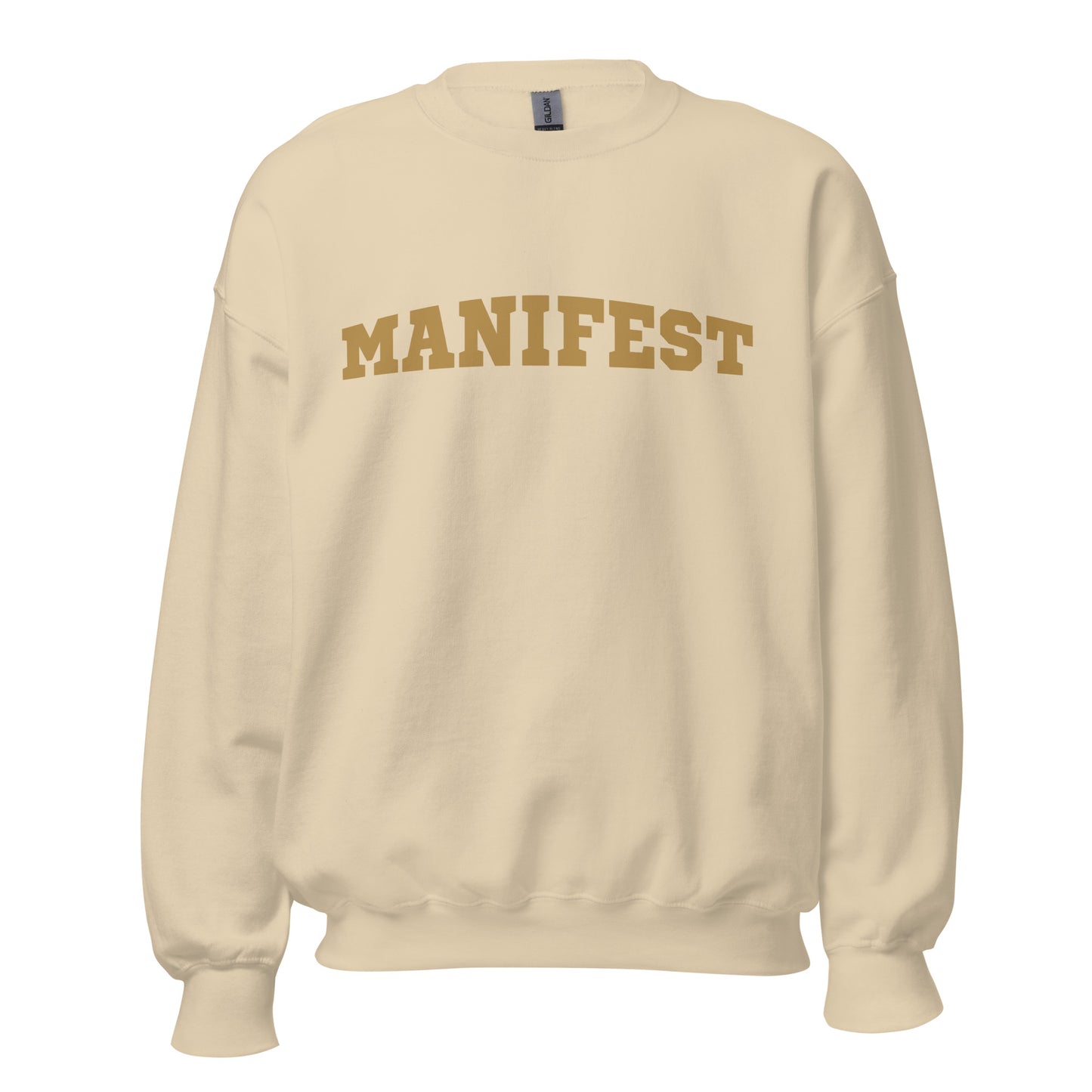 Manifest Women's Crew Neck Sweatshirt, Spiritual Self Love Gift for Her, Graphic Long Sleeve Shirt, College Lettering Cozy Unisex Sweatshirt