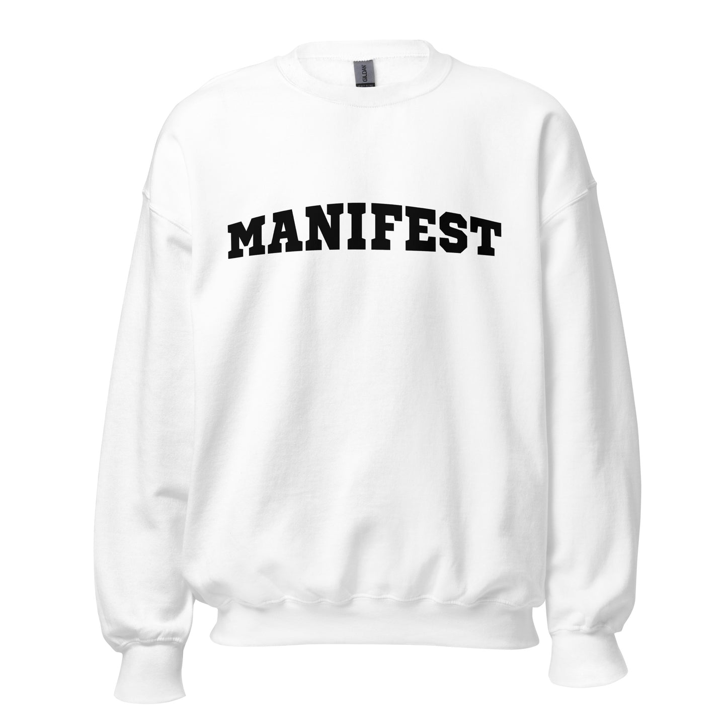 Manifest Women's Crew Neck Sweatshirt, Spiritual Self Love Gift for Her, Graphic Long Sleeve Shirt, College Lettering Cozy Unisex Sweatshirt