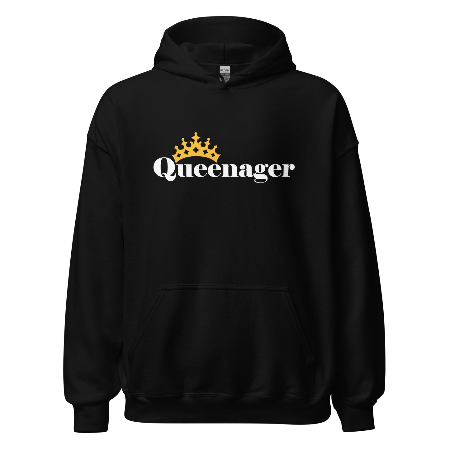 Queenager - Humorous Women's Heavy Blend Hoodie Design - 12 Colors Available - Queen Crown Funny Hooded Sweatshirt