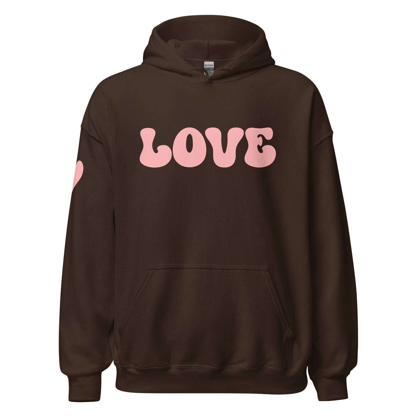 Women's Heavy Blend Hoodie - Valentine's Day LOVE - Heart On My Sleeve Design Ladies Hooded Sweatshirt