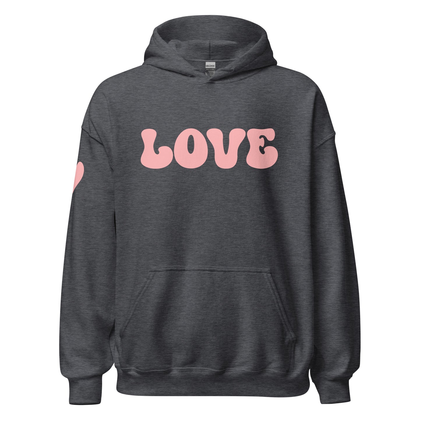 Women's Heavy Blend Hoodie - Valentine's Day LOVE - Heart On My Sleeve Design Ladies Hooded Sweatshirt