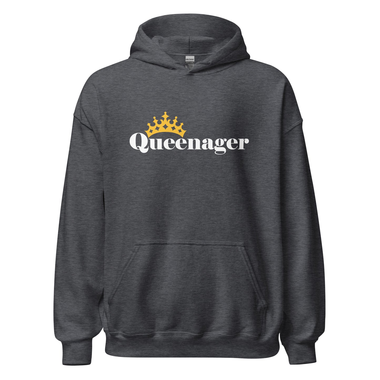 Queenager - Humorous Women's Heavy Blend Hoodie Design - 12 Colors Available - Queen Crown Funny Hooded Sweatshirt