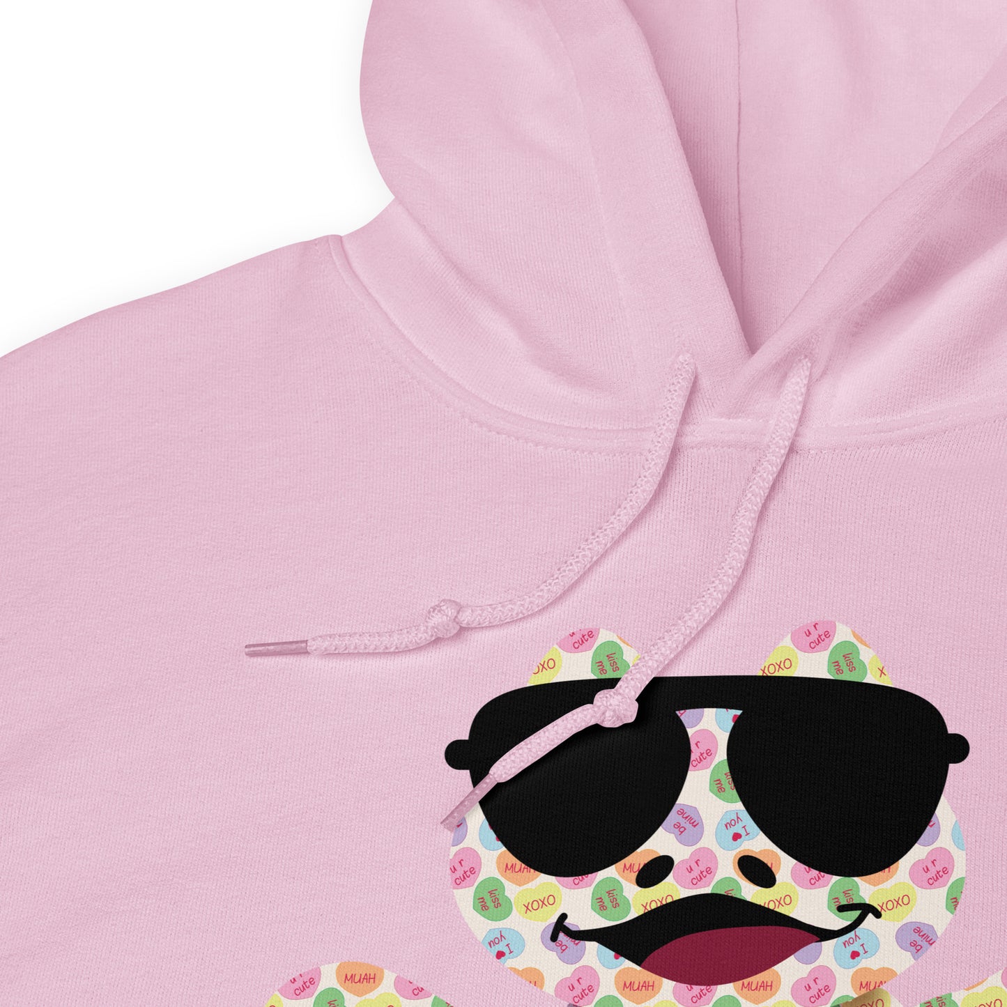 Valentine's Day Women's Heavy Blend Hoodie - Candy Hearts Rockin' Peace Frog Design Ladies Hooded Sweatshirt