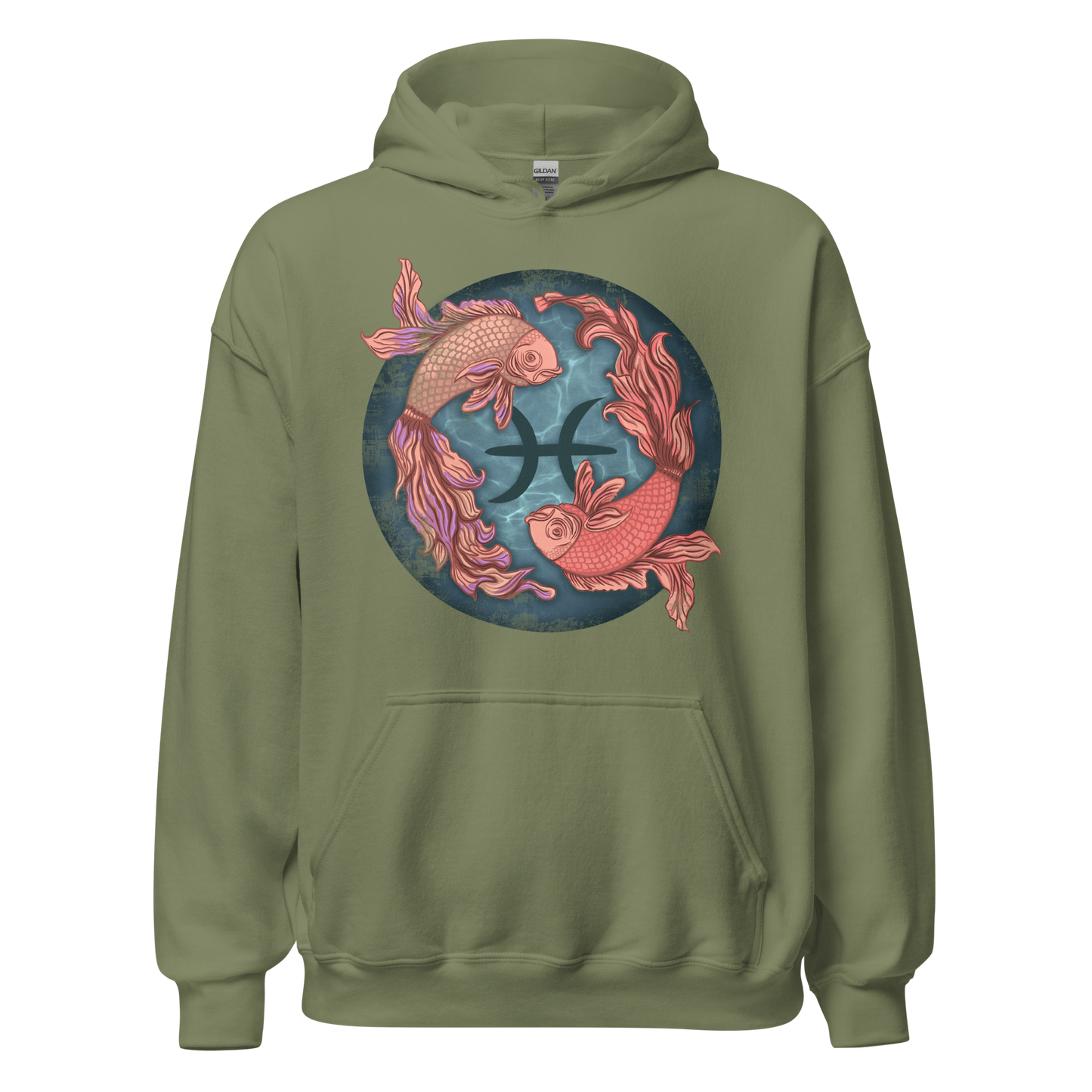 Pisces Women's Hoodie, Zodiac Sign Birthday Gift for Her, Ladies Long Sleeve Hooded Sweatshirt, 2 Fish Swimming, Pisces Girl Graphic Shirt