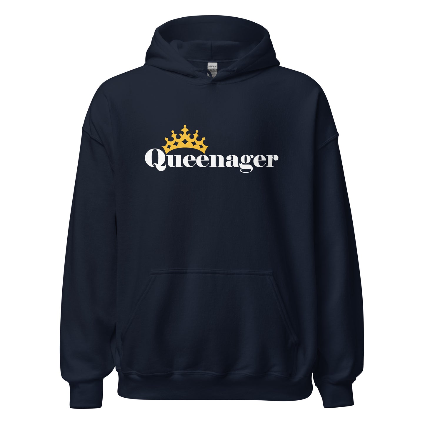 Queenager - Humorous Women's Heavy Blend Hoodie Design - 12 Colors Available - Queen Crown Funny Hooded Sweatshirt