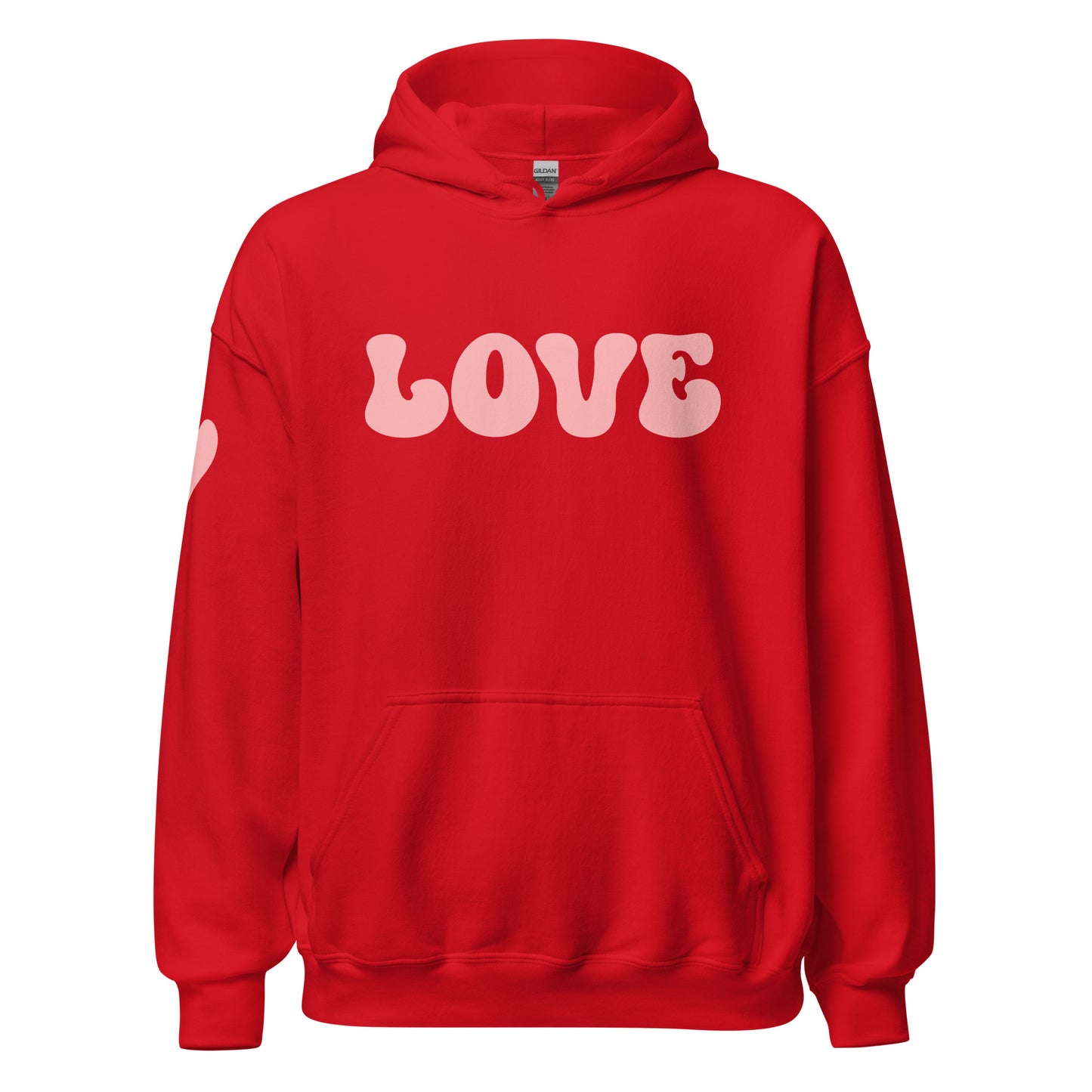 Women's Heavy Blend Hoodie - Valentine's Day LOVE - Heart On My Sleeve Design Ladies Hooded Sweatshirt