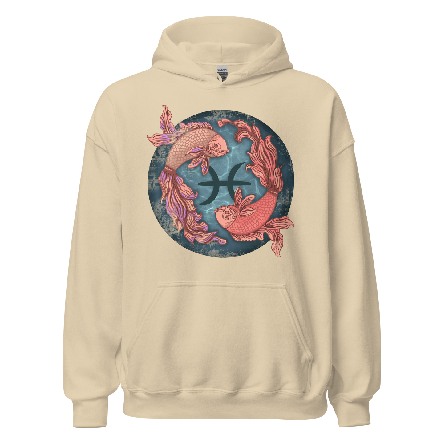 Pisces Women's Hoodie, Zodiac Sign Birthday Gift for Her, Ladies Long Sleeve Hooded Sweatshirt, 2 Fish Swimming, Pisces Girl Graphic Shirt