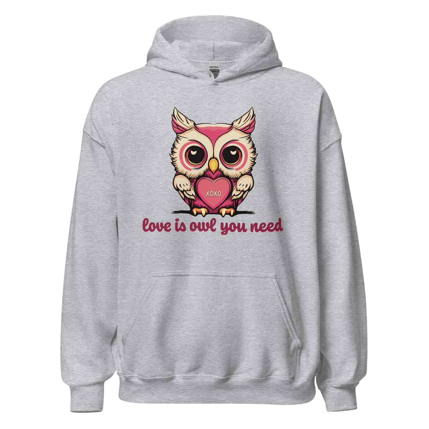 Women's Valentine's Day Hoodie, Love is Owl You Need Cute Owl Graphic Hooded Sweatshirt for Ladies