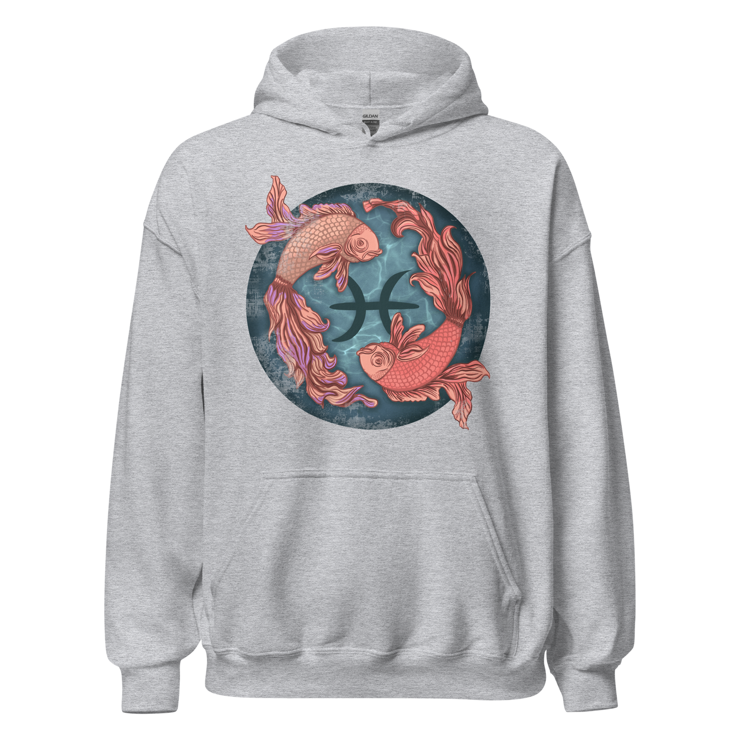 Pisces Women's Hoodie, Zodiac Sign Birthday Gift for Her, Ladies Long Sleeve Hooded Sweatshirt, 2 Fish Swimming, Pisces Girl Graphic Shirt