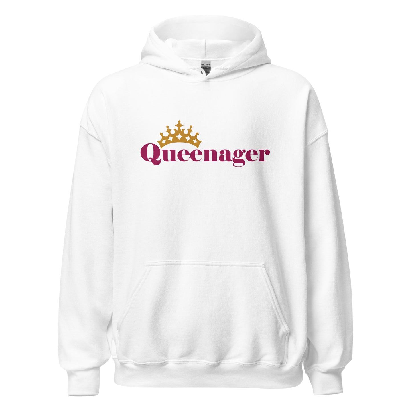 Queenager - Humorous Women's Heavy Blend Hoodie Design - 12 Colors Available - Queen Crown Funny Hooded Sweatshirt