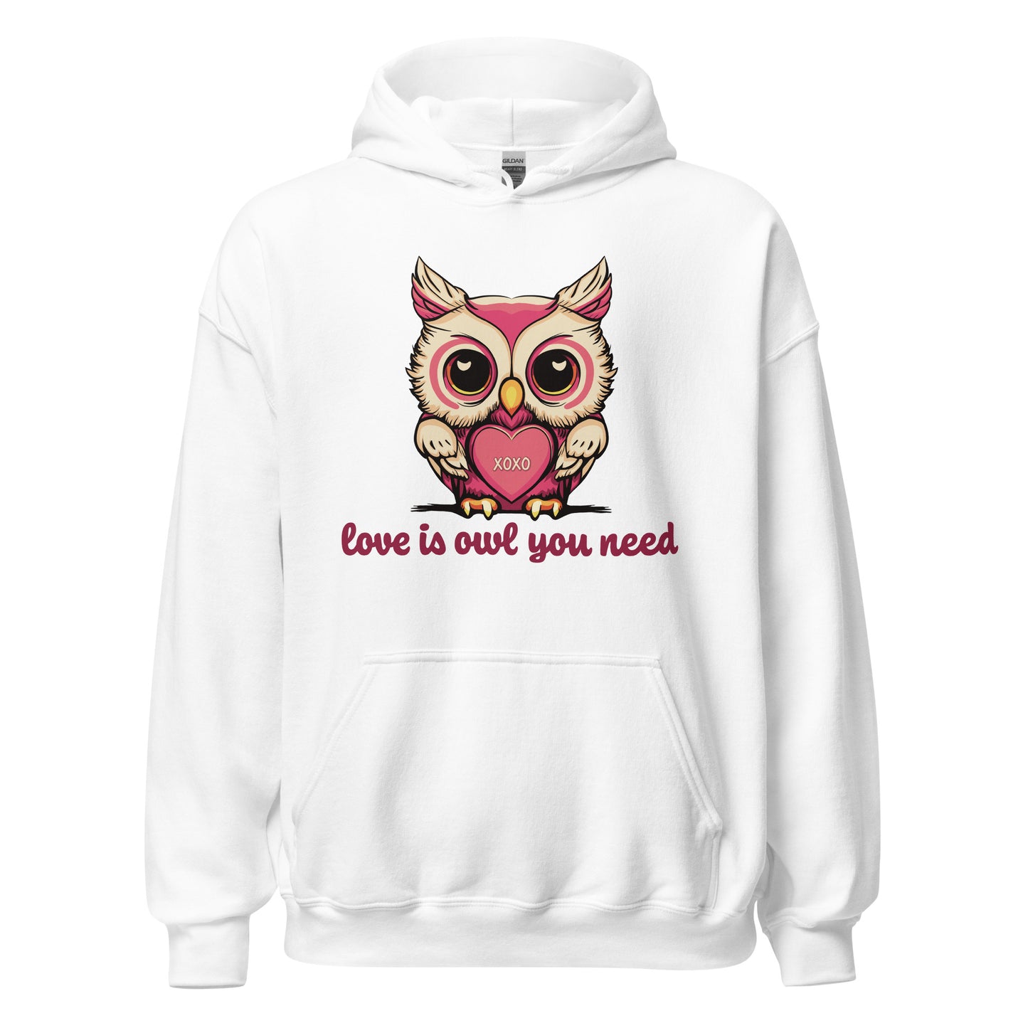 Women's Valentine's Day Hoodie, Love is Owl You Need Cute Owl Graphic Hooded Sweatshirt for Ladies