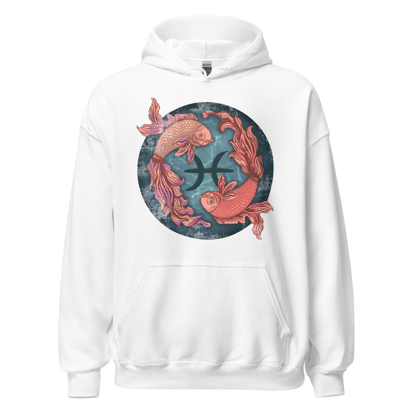 Pisces Women's Hoodie, Zodiac Sign Birthday Gift for Her, Ladies Long Sleeve Hooded Sweatshirt, 2 Fish Swimming, Pisces Girl Graphic Shirt