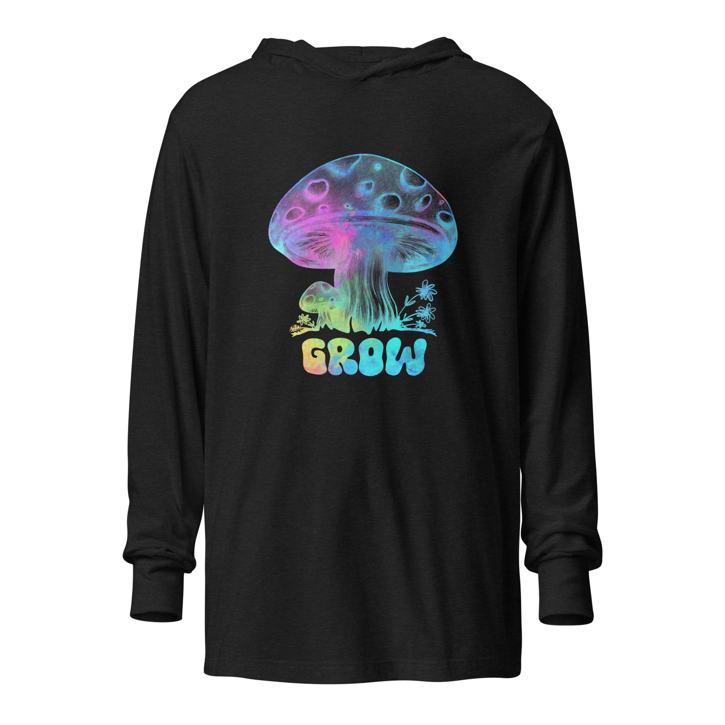 Women's Lightweight Thin Hoodie for Summer-Hand Drawn Design-Ladies Mushroom Apparel