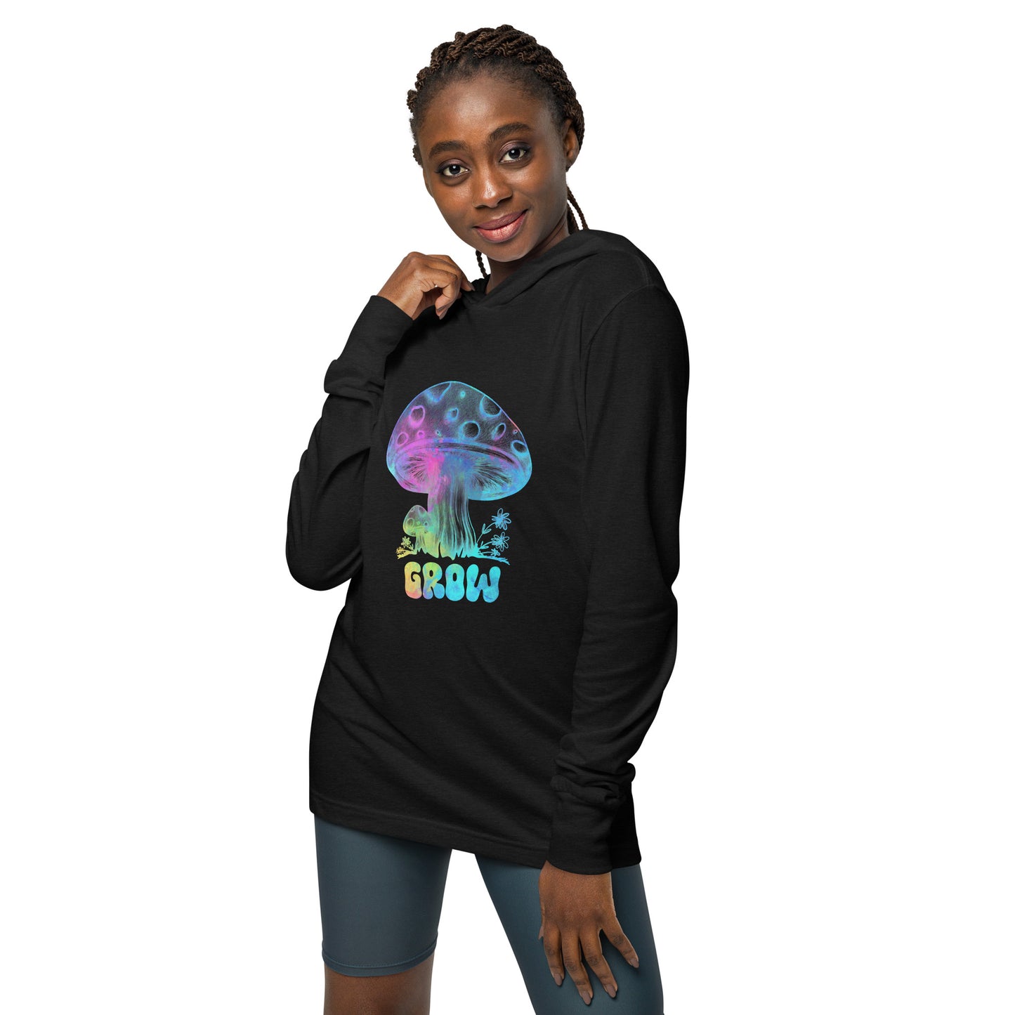 Women's Lightweight Thin Hoodie for Summer-Hand Drawn Design-Ladies Mushroom Apparel