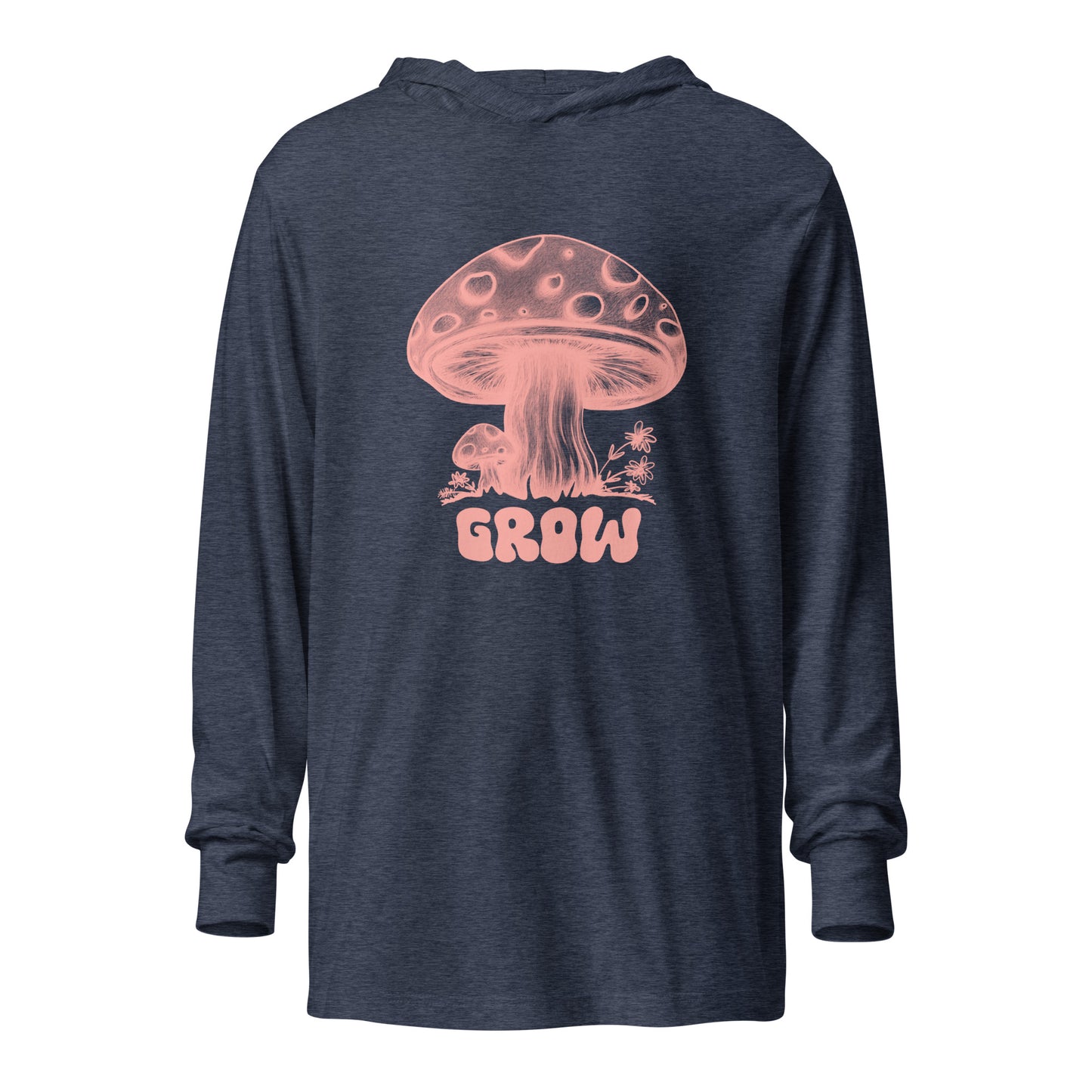 Women's Lightweight Thin Hoodie for Summer-Hand Drawn Design-Ladies Mushroom Apparel