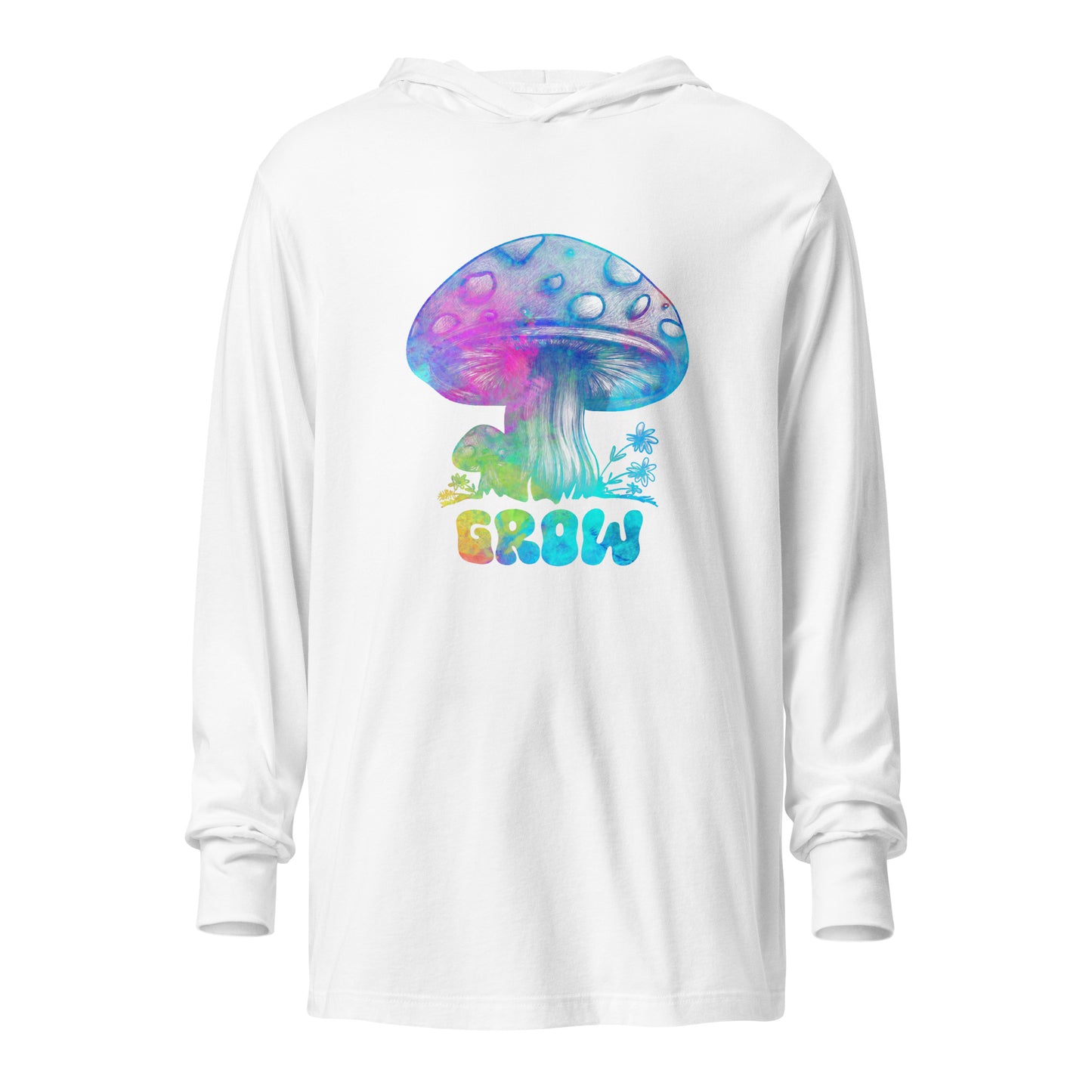 Women's Lightweight Thin Hoodie for Summer-Hand Drawn Design-Ladies Mushroom Apparel