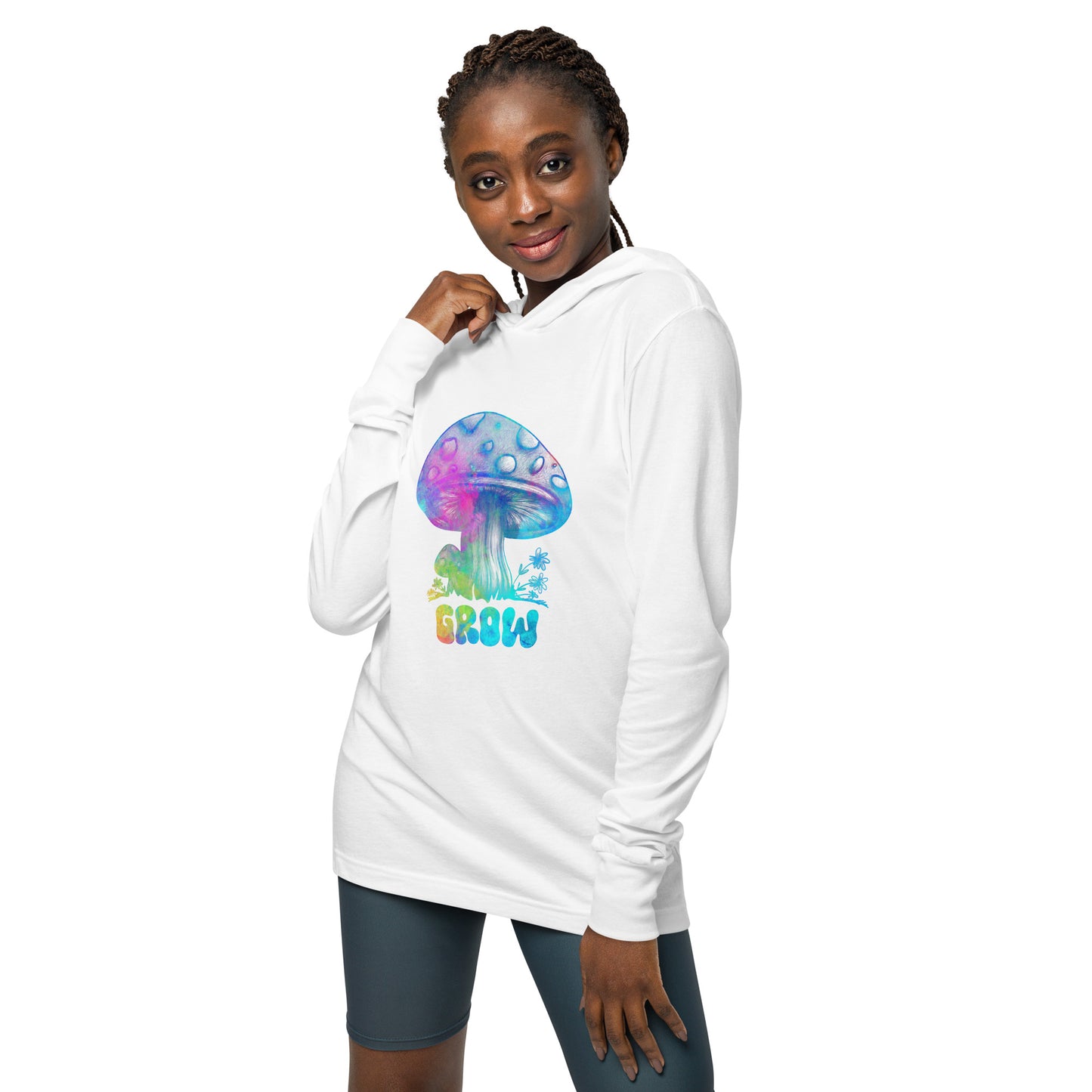 Women's Lightweight Thin Hoodie for Summer-Hand Drawn Design-Ladies Mushroom Apparel