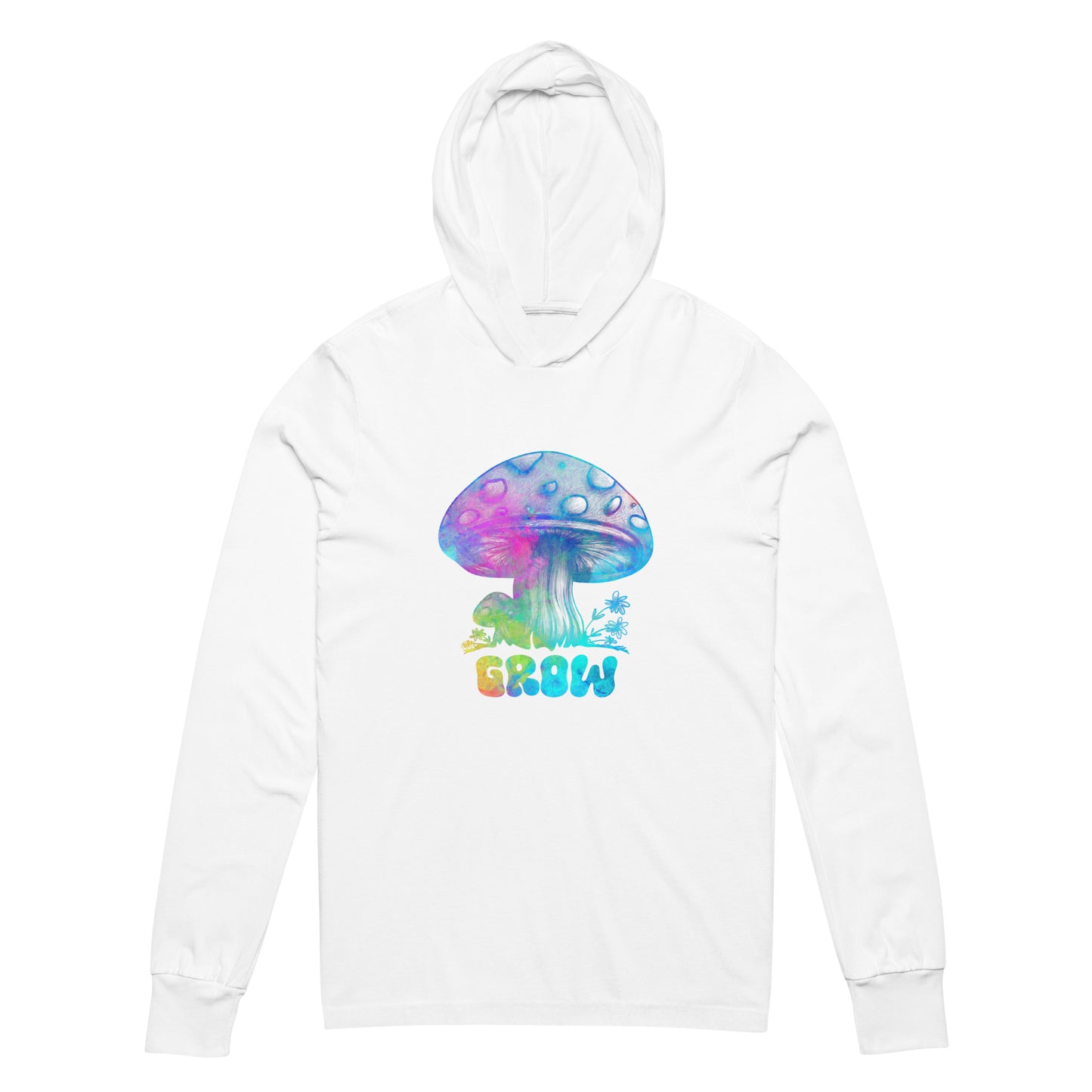 Women's Lightweight Thin Hoodie for Summer-Hand Drawn Design-Ladies Mushroom Apparel