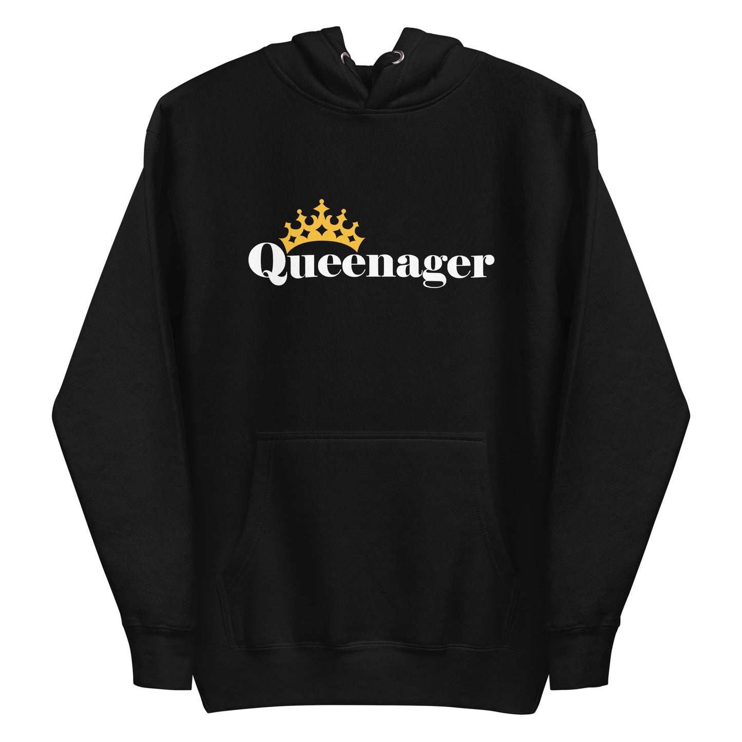 Women's Hoodie - Queenager Funny Hooded Sweatshirt - Queen Crown Graphic Long Sleeved Shirt - Humorous Hoody Design for Ladies