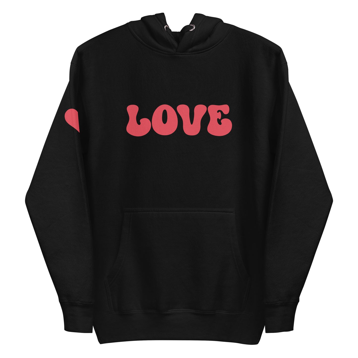 Women's Premium Hoodie - Valentine's Day LOVE - Heart On Sleeve Design - Ladies Long Sleeve Hooded Sweatshirt