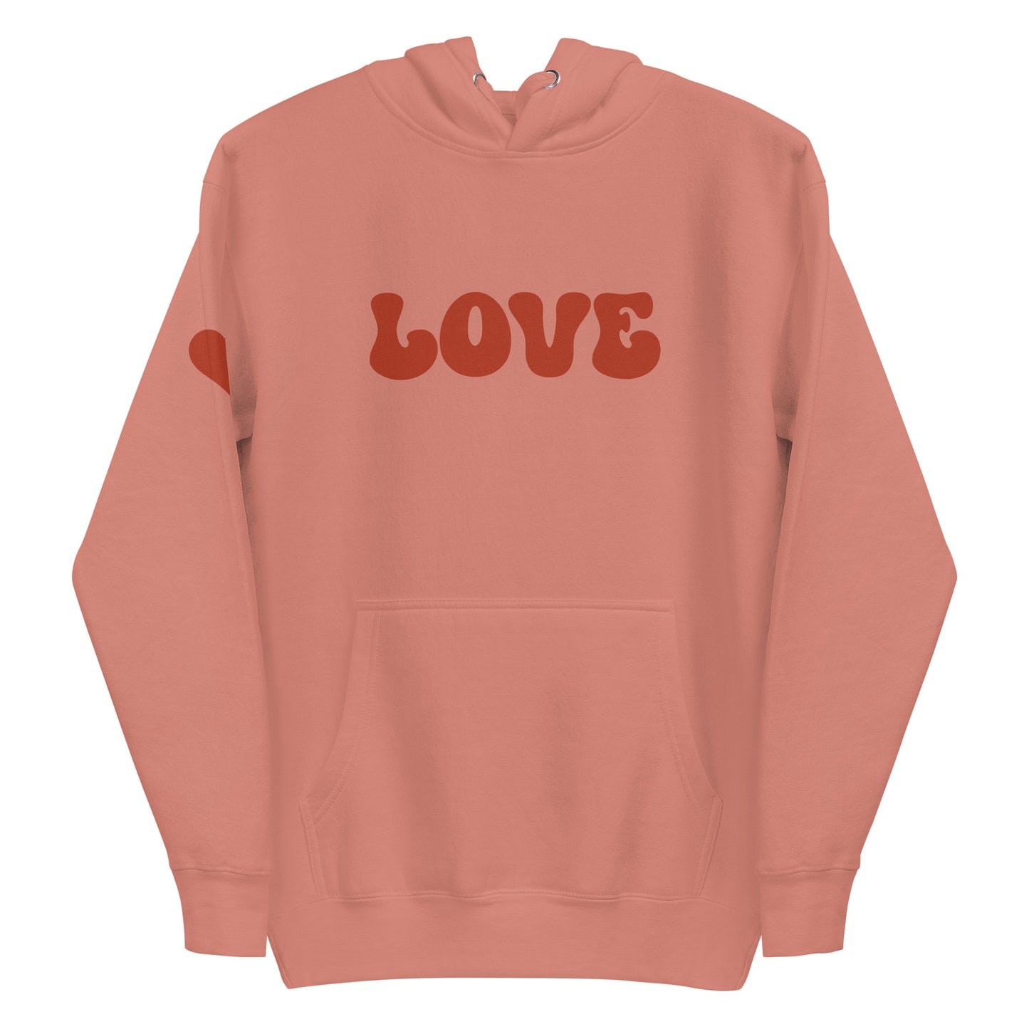 Women's Premium Hoodie - Valentine's Day LOVE - Heart On Sleeve Design - Ladies Long Sleeve Hooded Sweatshirt