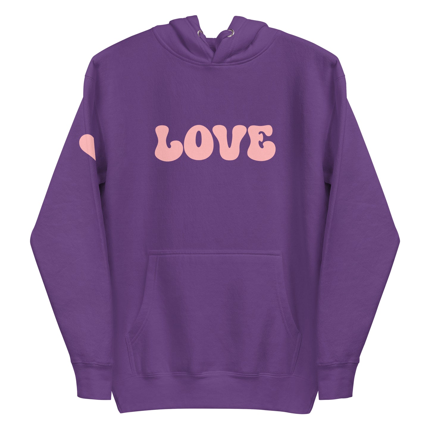 Women's Premium Hoodie - Valentine's Day LOVE - Heart On Sleeve Design - Ladies Long Sleeve Hooded Sweatshirt