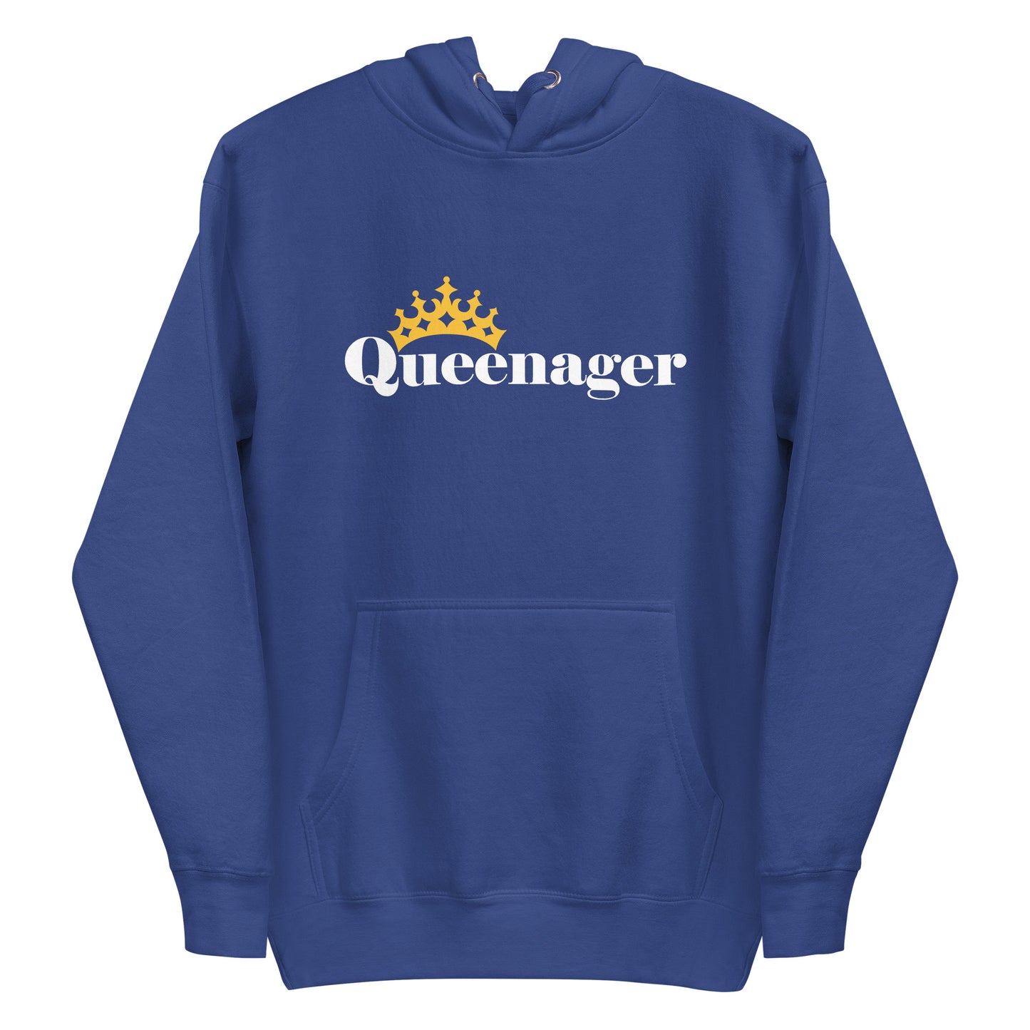 Women's Hoodie - Queenager Funny Hooded Sweatshirt - Queen Crown Graphic Long Sleeved Shirt - Humorous Hoody Design for Ladies