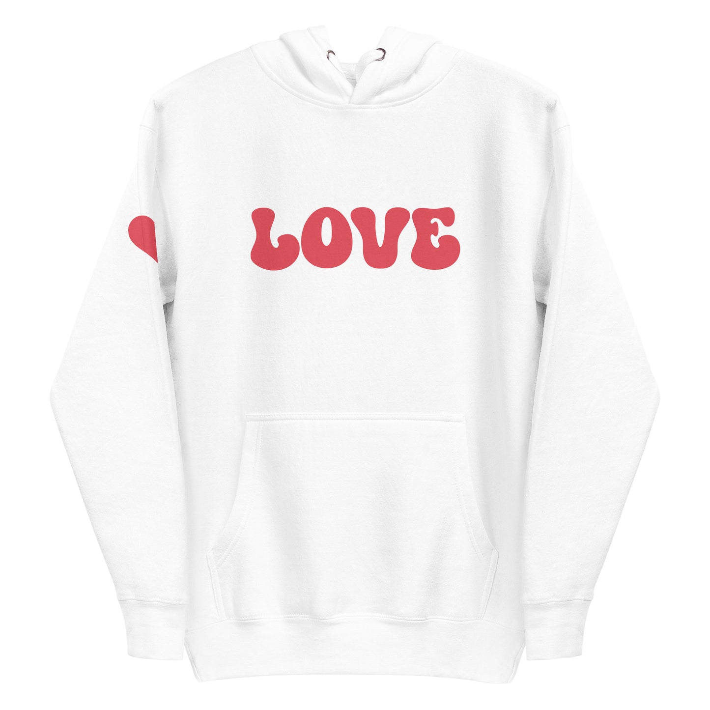 Women's Premium Hoodie - Valentine's Day LOVE - Heart On Sleeve Design - Ladies Long Sleeve Hooded Sweatshirt