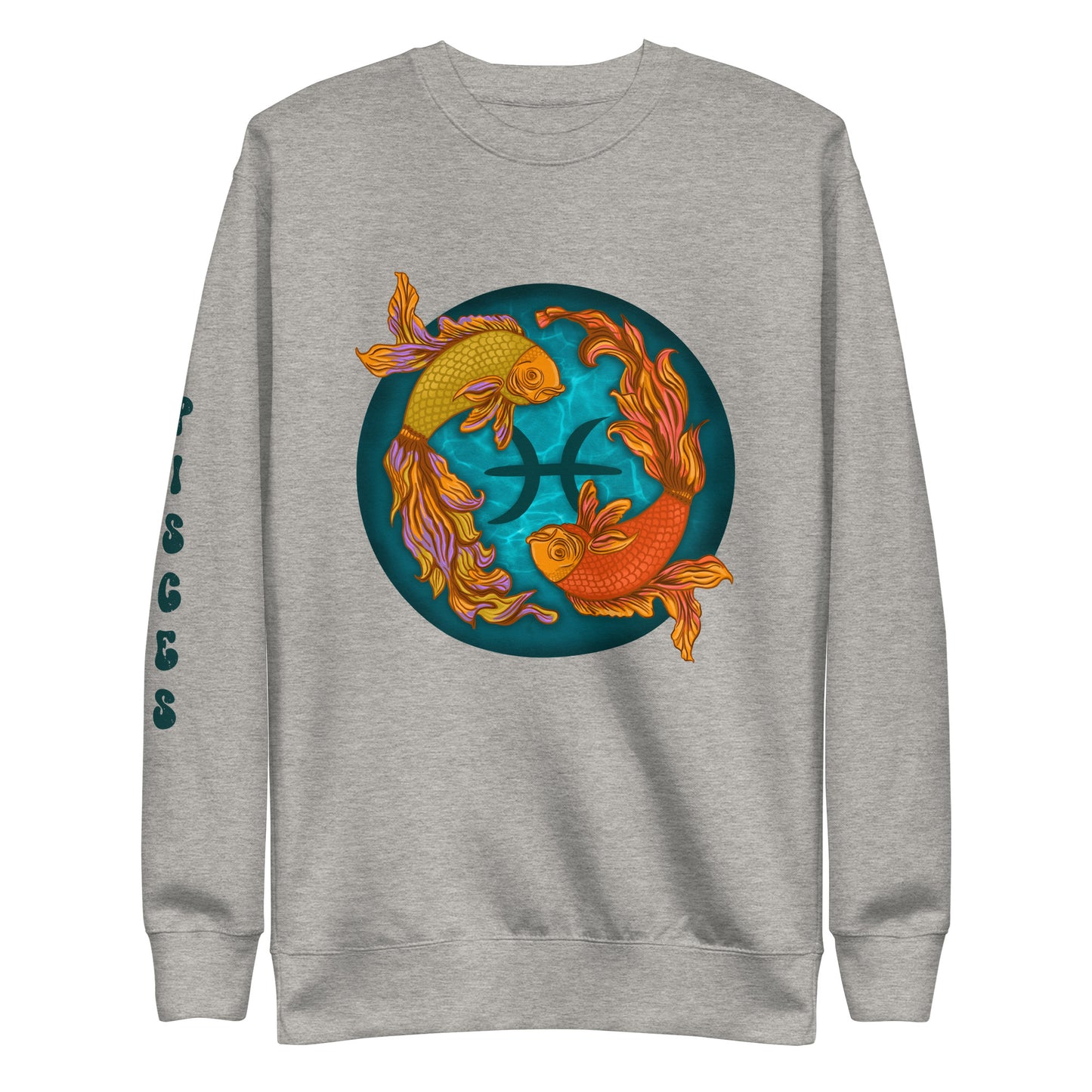 Pisces Women's Sweatshirt - Zodiac Sign Birthday Gift for Her - 2 Swimming Fish - Celestial Astrology Gift for Ladies Long Sleeve Premium Sweatshirt