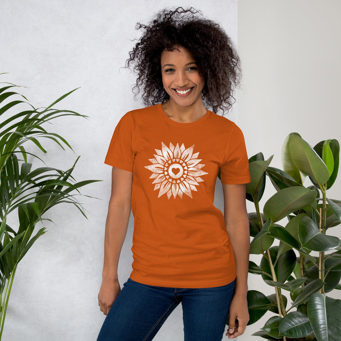 Women’s Graphic T-Shirt, Vintage Distressed Sunflower Ladies Top, Cute Wildflower Unisex Fit Tee