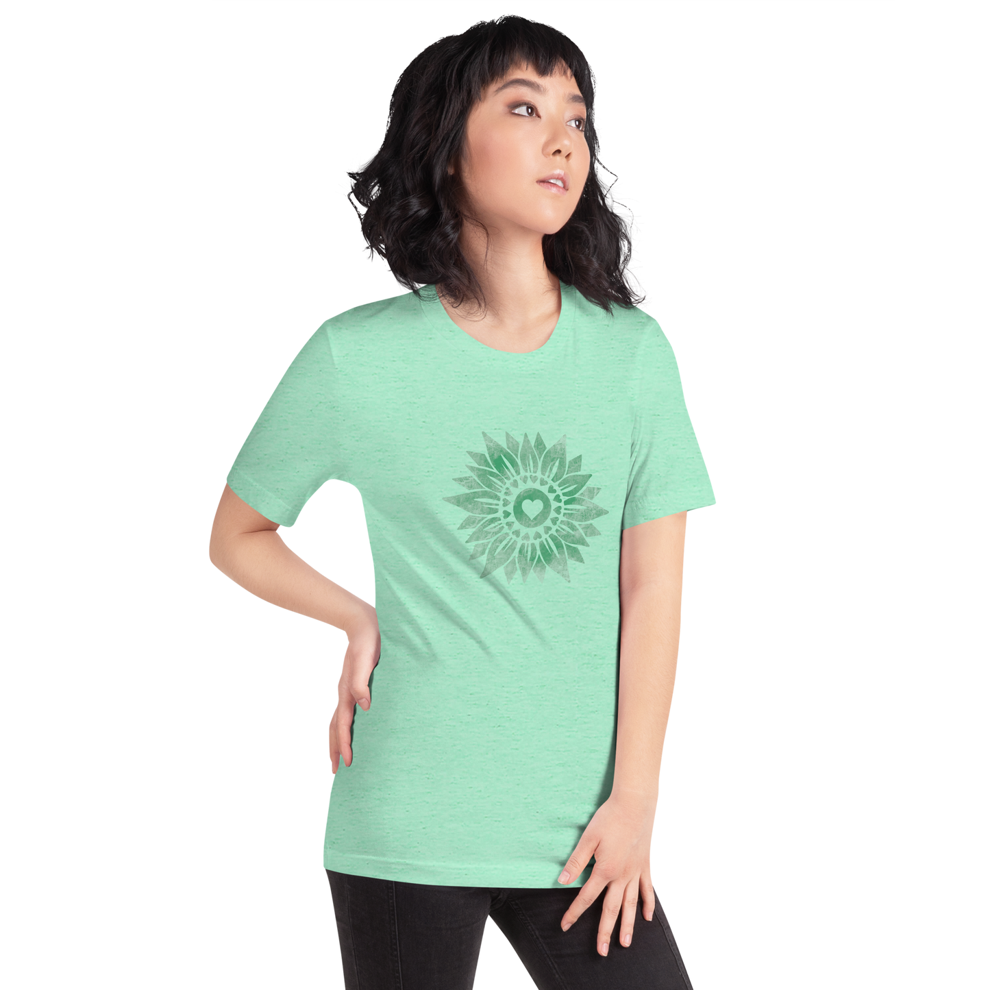 Women’s Graphic T-Shirt, Vintage Distressed Sunflower Ladies Top, Cute Wildflower Unisex Fit Tee