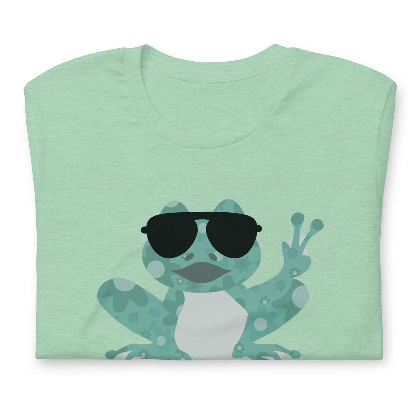 Graphic T-Shirt Design for Women, Cute Peace Frog Tee Tops for Ladies