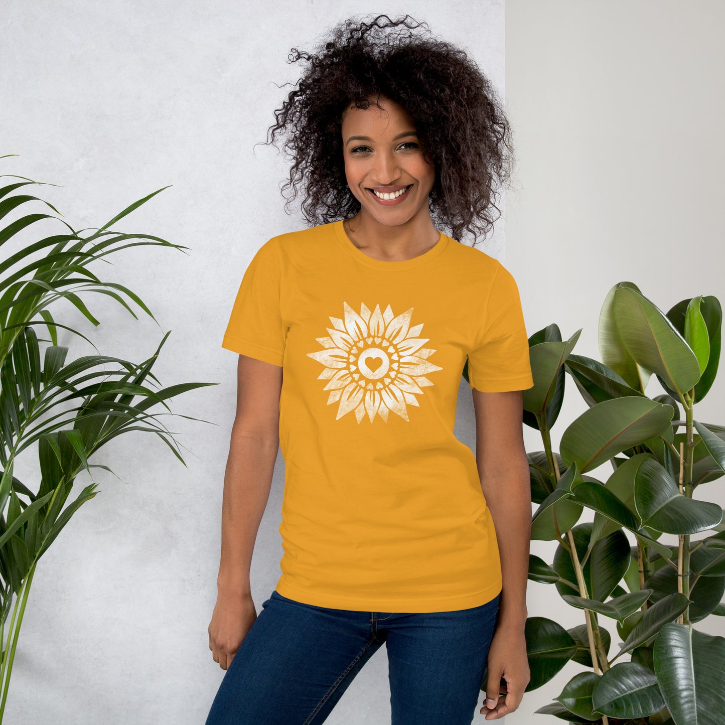 Women’s Graphic T-Shirt, Vintage Distressed Sunflower Ladies Top, Cute Wildflower Unisex Fit Tee