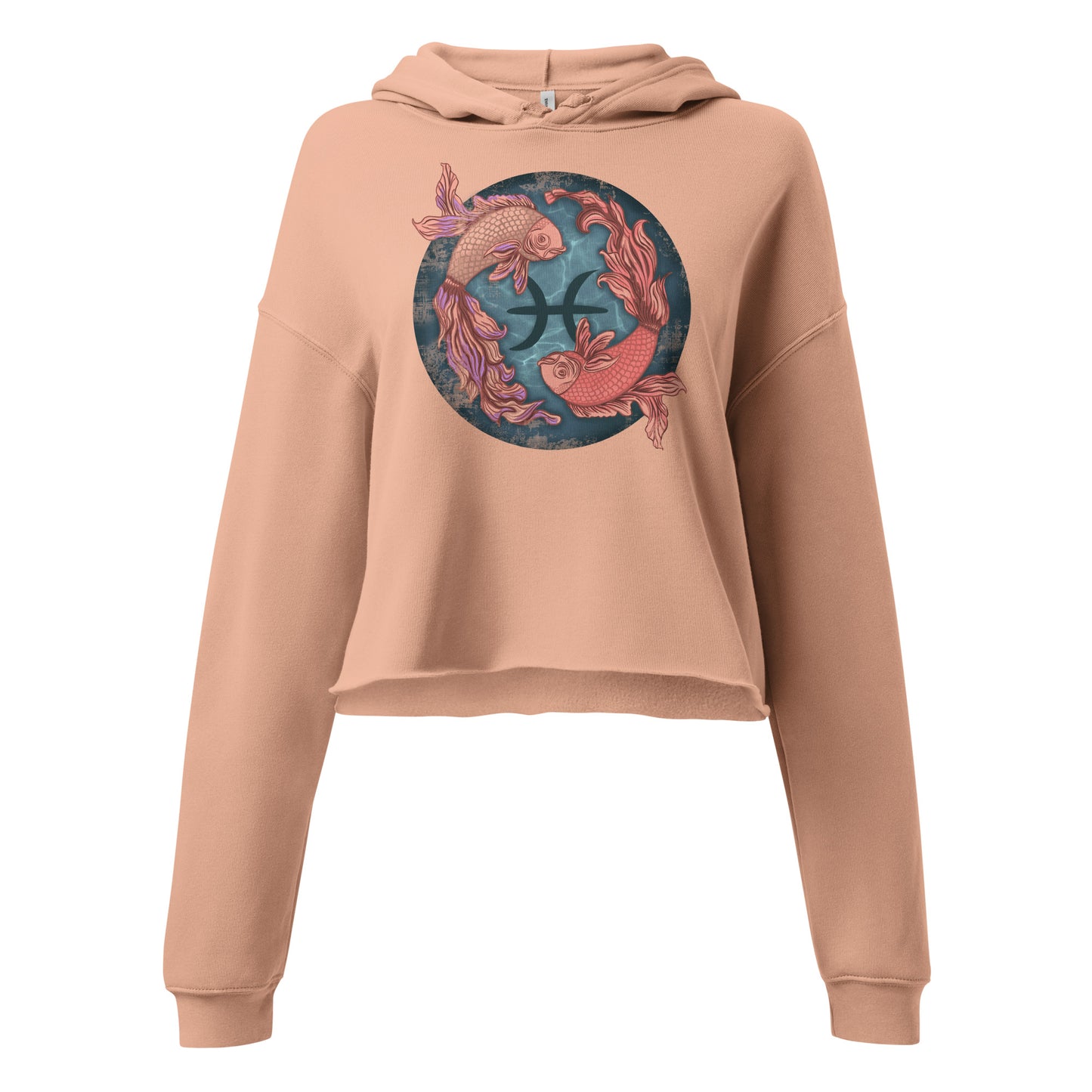 Pisces Gift for Her, Women's Crop Hoodie, Zodiac Sign Cropped Hooded Sweatshirt, Long Sleeve Shirt With Drawstrings for Ladies