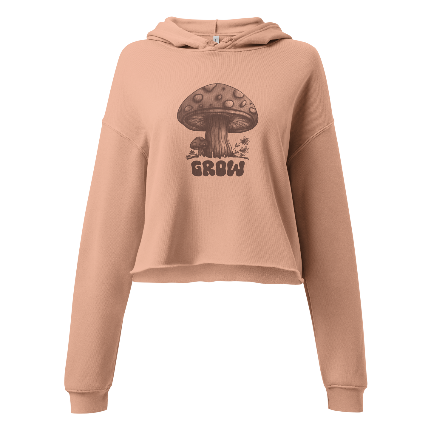 Mushroom Apparel Women's Cropped Hoodie Pullover - Ladies Crop Top Hooded Sweatshirt - Groovy Hippie Graphic Shirt