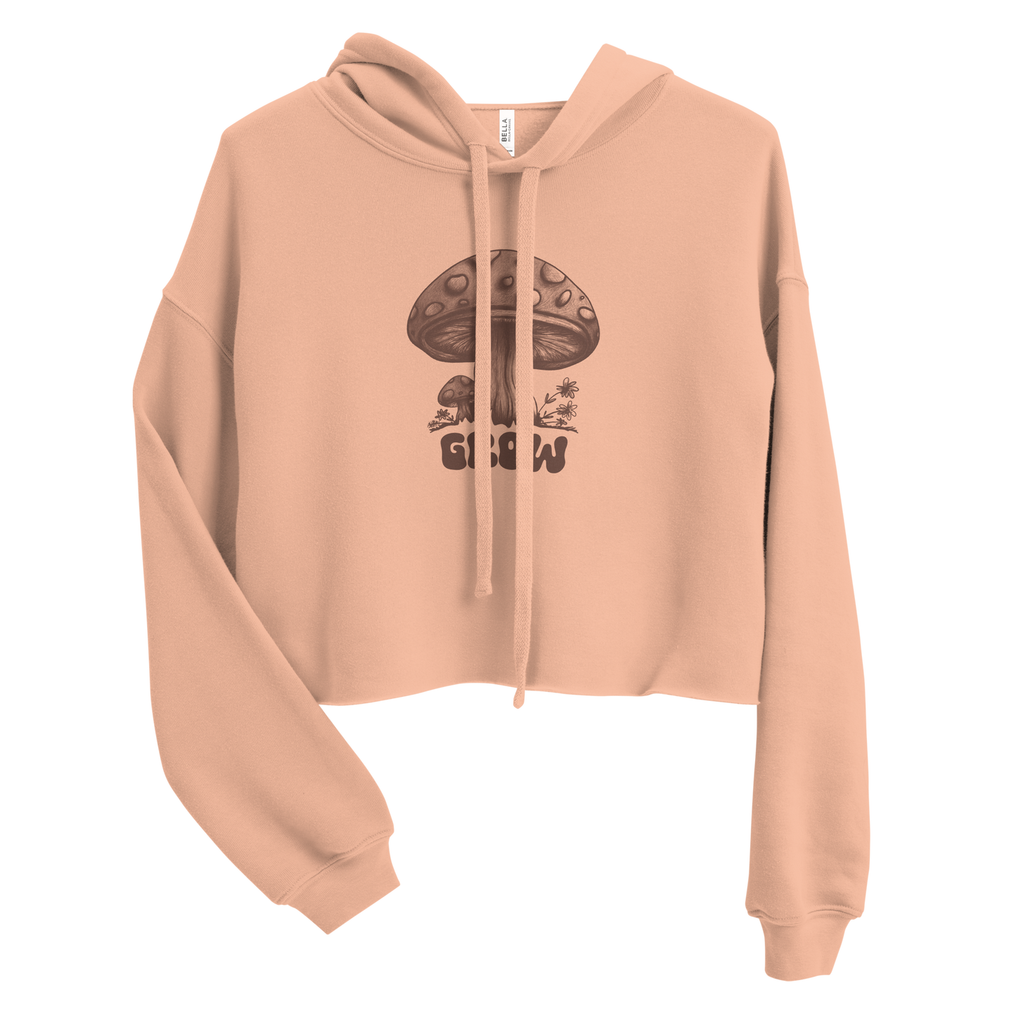 Mushroom Apparel Women's Cropped Hoodie Pullover - Ladies Crop Top Hooded Sweatshirt - Groovy Hippie Graphic Shirt