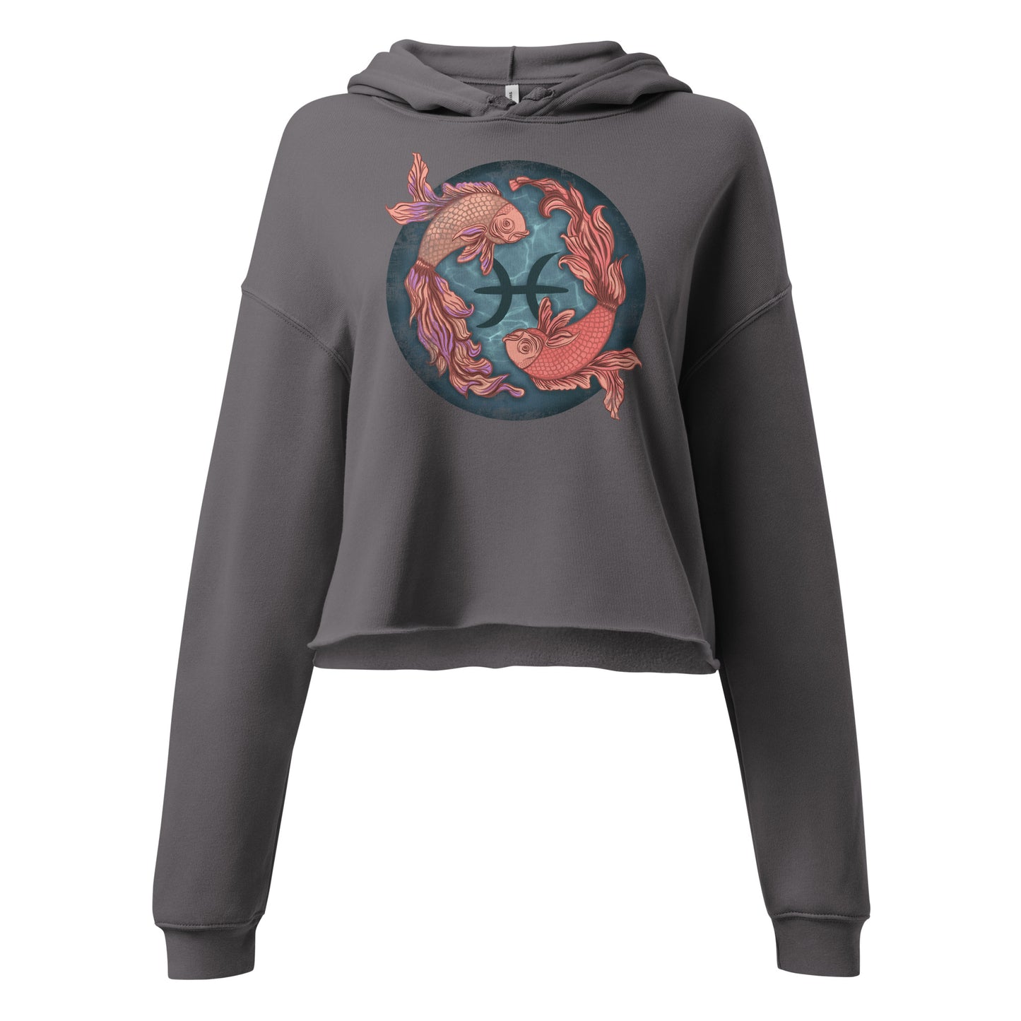 Pisces Gift for Her, Women's Crop Hoodie, Zodiac Sign Cropped Hooded Sweatshirt, Long Sleeve Shirt With Drawstrings for Ladies