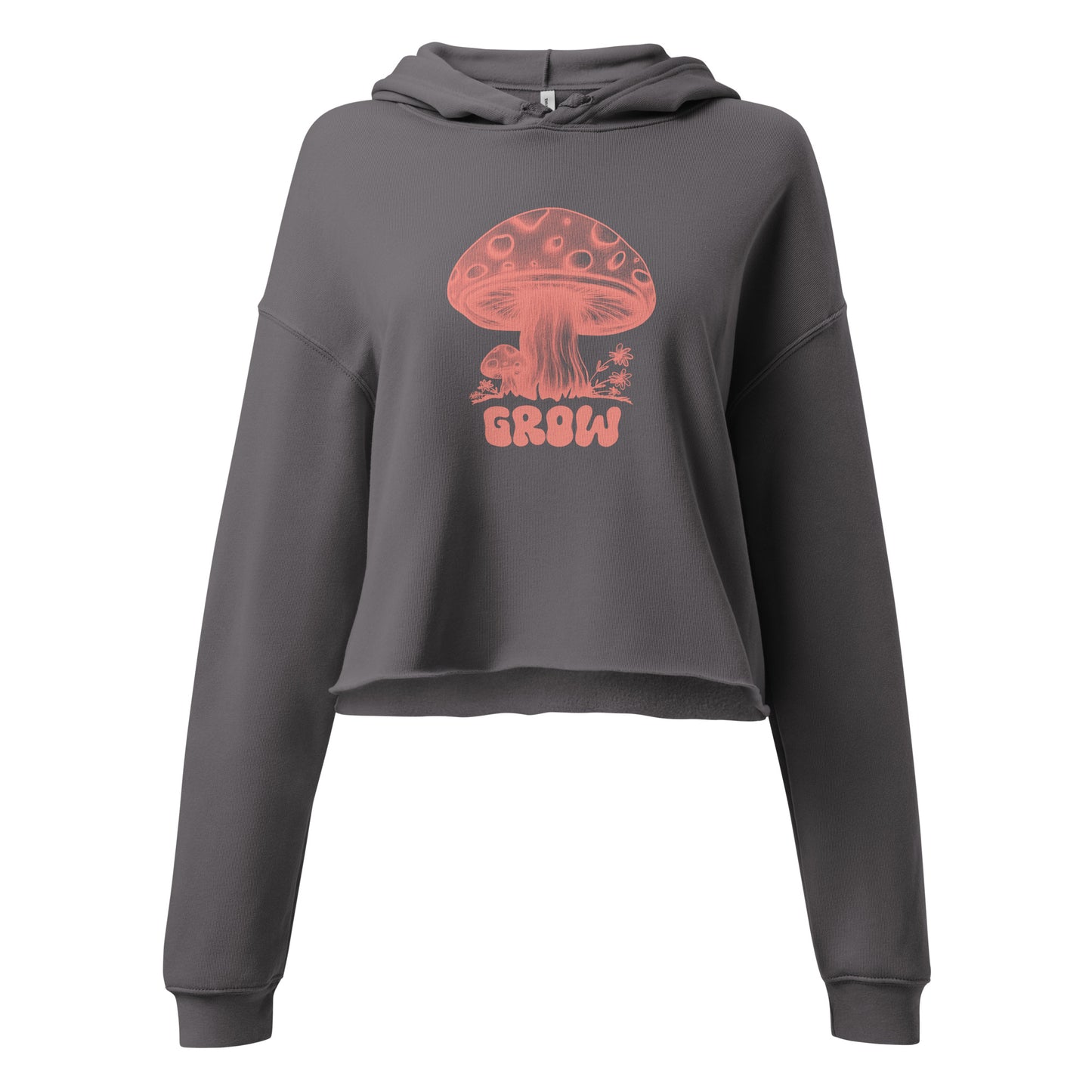 Mushroom Apparel Women's Cropped Hoodie Pullover - Ladies Crop Top Hooded Sweatshirt - Groovy Hippie Graphic Shirt