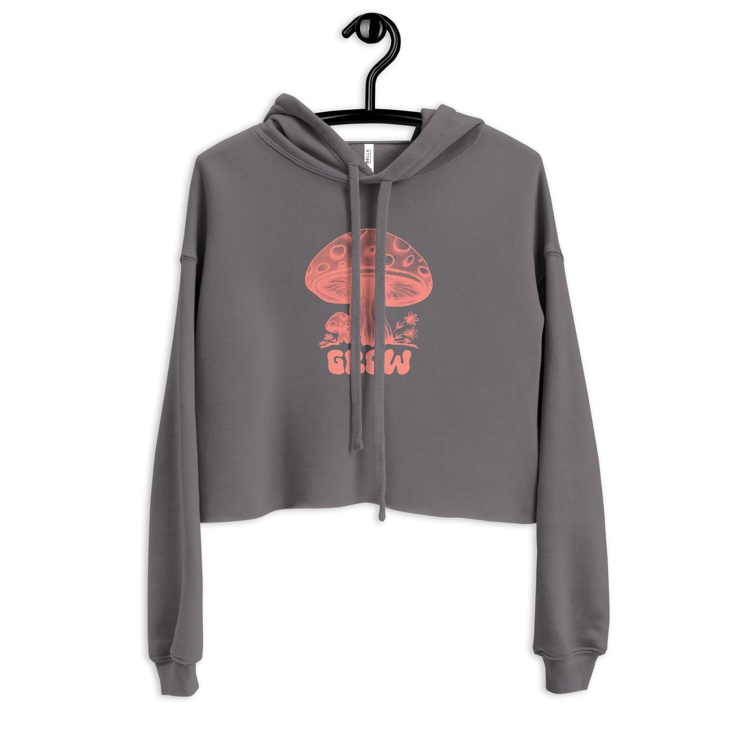 Mushroom Apparel Women's Cropped Hoodie Pullover - Ladies Crop Top Hooded Sweatshirt - Groovy Hippie Graphic Shirt